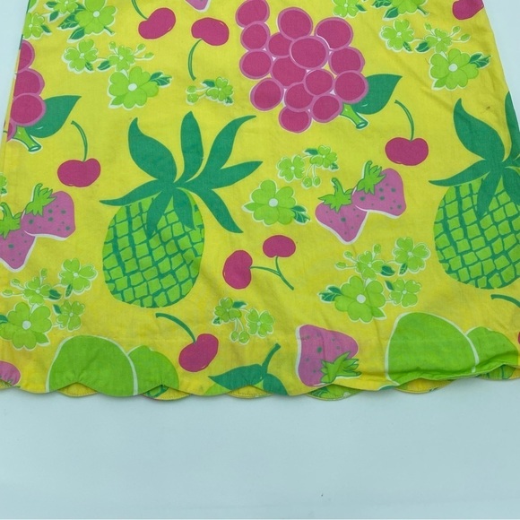 Lilly Pulitzer Girls Yellow & Pink Cotton Fruit & Flowers Dress- 7 - Picture 2 of 5